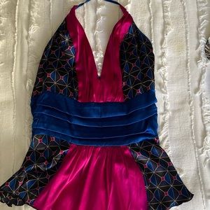 Brand: BEBE, Size 2. Multi rich color. Dressy and casual. Sleeveless, silk.